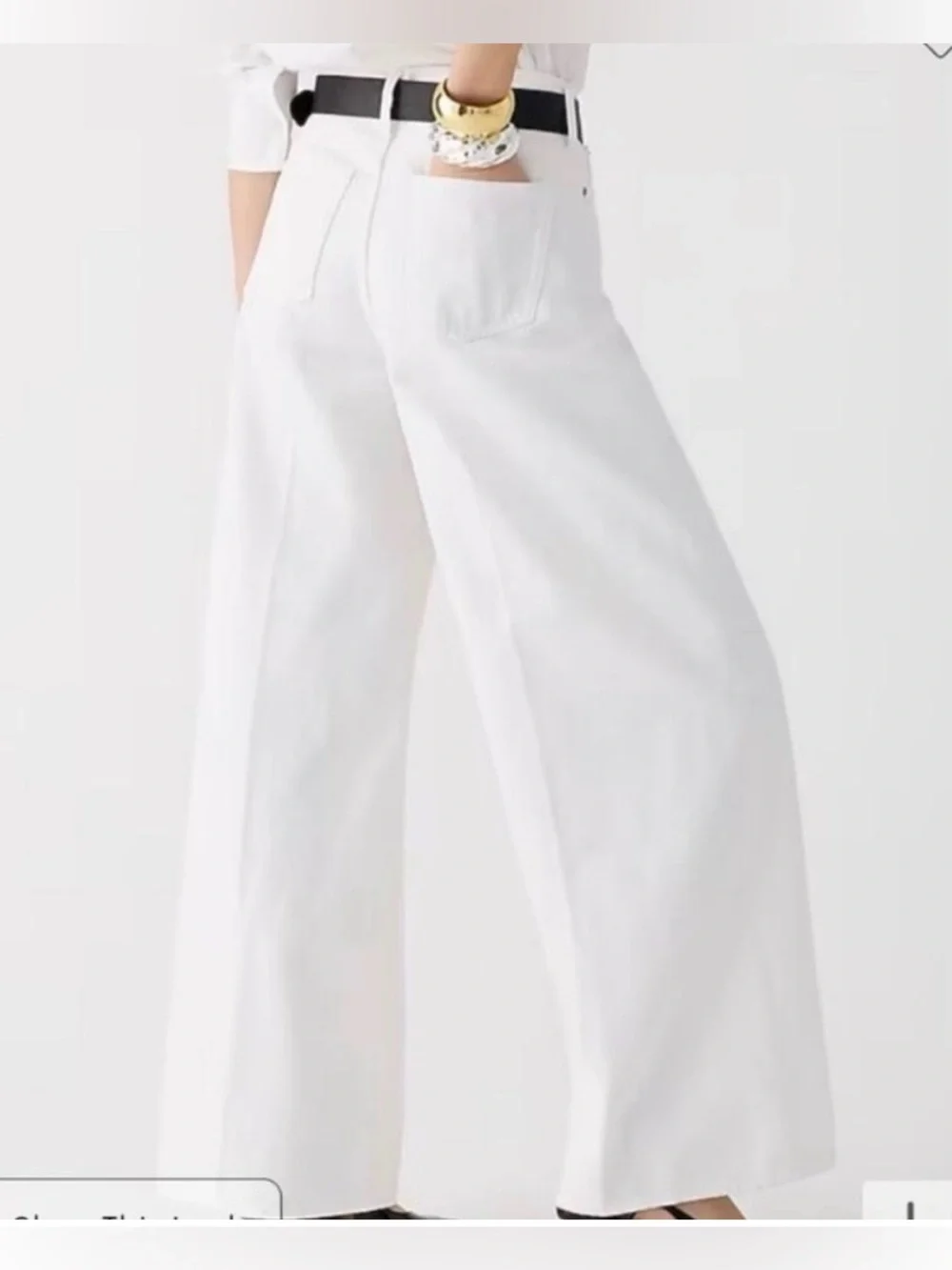 J. Crew high rise super wide leg cropped white denim jeans - 26